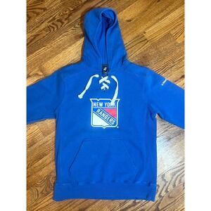New York Rangers J America Lace Up Hoodie Royal Blue Mens Large NHL Sweatshirt